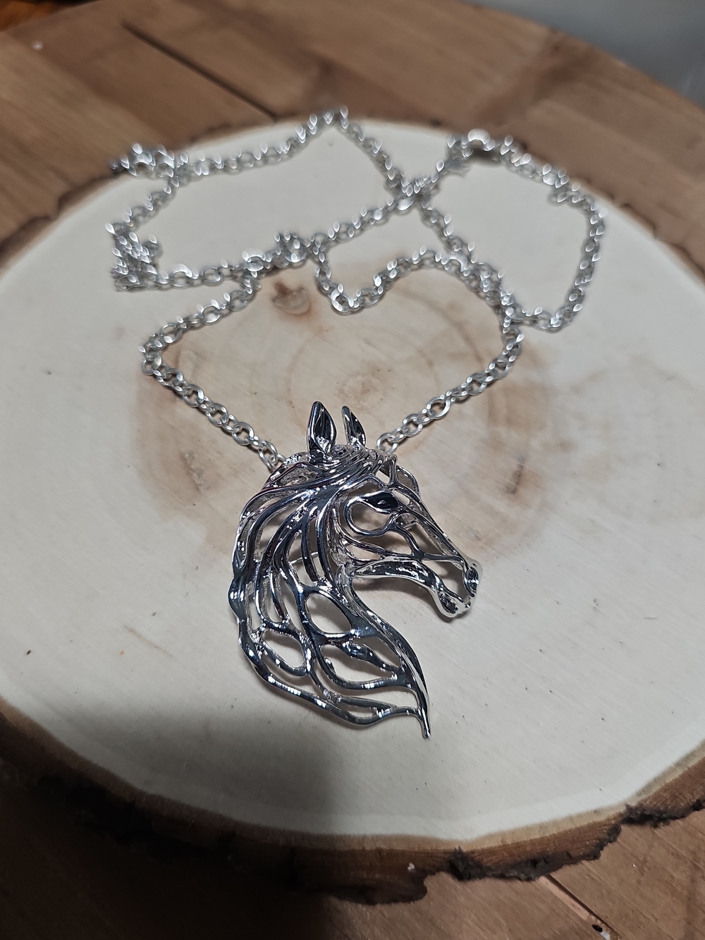 Silver Horse Head Pendant Necklace/Brooche - Women's Jewelry